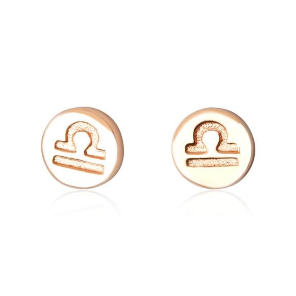 Sterling Silver LIBRA Earrings Rose Gold Plated